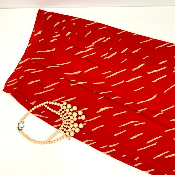 Vintage Christian Dior Red  Silk Wrap Front Midi Skirt Luxury Size 10 - Picture 12 of 16